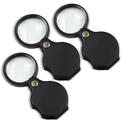 3PCS Ultra Clear Mini 10X Pocket Magnifiers for Seniors, Foldable Magnifying Glass with Protective Cover for Reading, Repairs