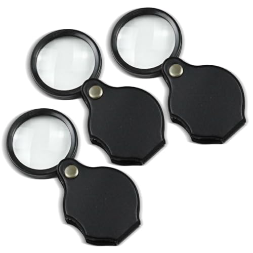 3PCS Ultra Clear Mini 10X Pocket Magnifiers for Seniors, Foldable Magnifying Glass with Protective Cover for Reading, Repairs