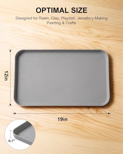 Silicone Art Mat for Crafts, 12" x 19" Waterproof Non-Slip Painting Mat - color: Gray, size: 19"x12"