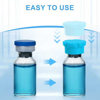 3ml Peptide Vial Storage case with Reusable 3ml Glass Vial Protective Caps, Peptide Vial Organizer & Protector, 9 Slot Fridge Holder Case + 9 Pcs Coded 3ml Vial Caps