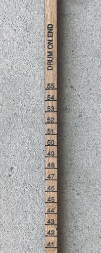 44" Long Drum Gauge Stick for 55 Gallon Drum, Hardwood, 5/8 in W, 1 Gallon Increment Marks, Precise Liquid Level Measurement Tool