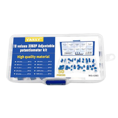 50Pcs 3362P Potentiometer Trimmer Variable Resistor 100ohm-500K Kits