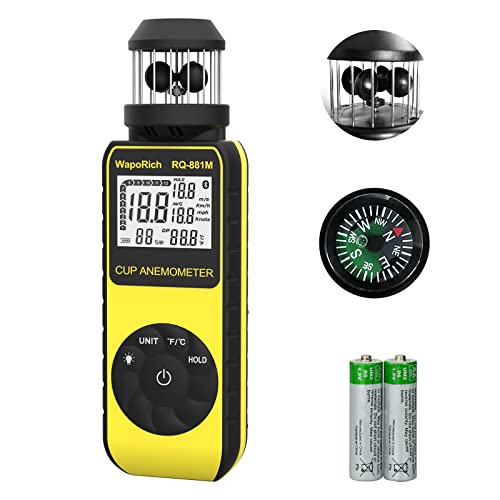 Wind Cup Anemometer 1.5-93MPH, Digital Wind Speed Meter RQ-881M