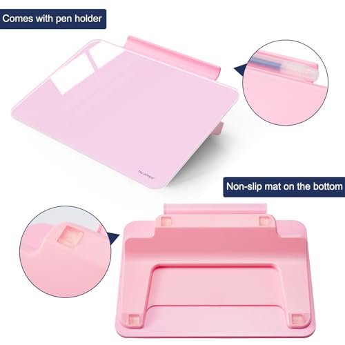 Small Desktop Glass Dry-Erase Whiteboard - 8 X 6 Inches Tabletop Easel Whiteboard with Stand, Desk Board Buddy for Artist, Teacher and Student - color: 8 X 6 Inches - Pink