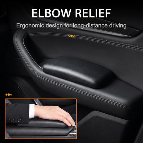 2 PCS Car Elbow Pad Arm Rest, 6.89" x 2.95" Polyurethane Soft Car Knee Cushion, Multi-functional Ergonomic Door Armrest Pad, Universal for Most Vehicles (Black)
