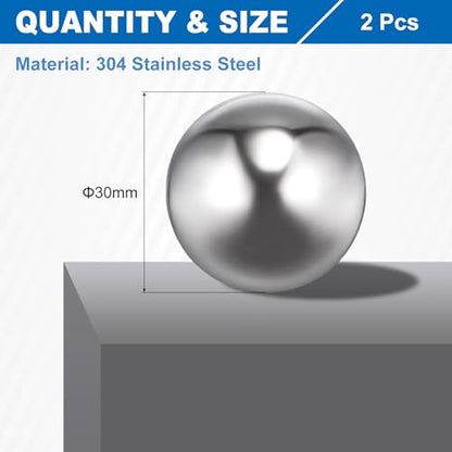 uxcell 30mm Bearing Balls, 2 Pcs 304 Stainless Steel Precision Balls Mirror Finish, G100 Grade for Bearings Bicycles Casters - size: 30mm