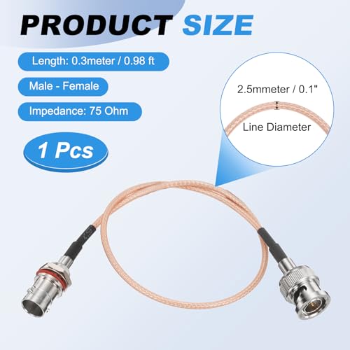 MECCANIXITY 0.98FT 3G-SDI Cable BNC Male to Female 75 Ohm Orange - size: 0.98 FT