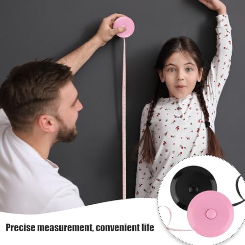GDMINLO 4 Pack Tape Measure Retractable Measuring Tape for Body Fabric Sewing Tailor Weight Loss Measurements 60-Inch Soft Pink and White & Retractable Black and Pink Dual Sided Tape Measure