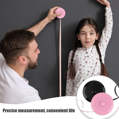 GDMINLO 4 Pack Tape Measure Retractable Measuring Tape for Body Fabric Sewing Tailor Weight Loss Measurements 60-Inch Soft Pink and White & Retractable Black and Pink Dual Sided Tape Measure