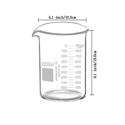 1000 mL Borosilicate Glass Low-Form Graduated Beaker - size: RY1000ml