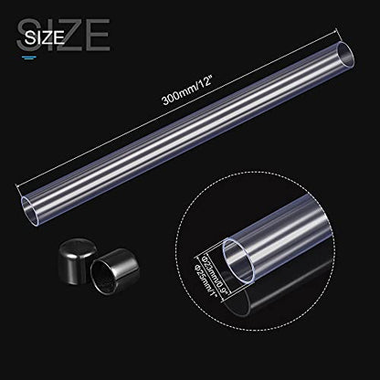 MECCANIXITY Clear Storage Tube 23x25mm Small Plastic Round Tubing with Caps Rigid Bottle Container 300mm/12 Inch for Item Stored - size: 23x25x300mm