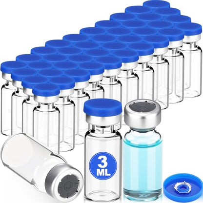 40 Pcs 3ml Sterile Vials Empty Vials for Injection, Blue Lid - color: Blue Lid