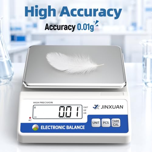 Digital Lab Scale 0.01g Accuracy 5000g Analytical Balance Scale Precision Scale for Weighing Gold Silver Jewelry Diamond Powder Grain Food, Electronic Gram Scale with 500g Weight, LCD Display, 7units - style: 5000gx0.01g with 500g Calibration Weights