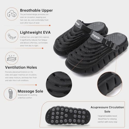 Men's Women's Cloud Clogs, EVA Thick Platform Slip On Non Slip Garden Shoes - color: Black, size: 9.5-10.5 Women/8.5-9.5 Men
