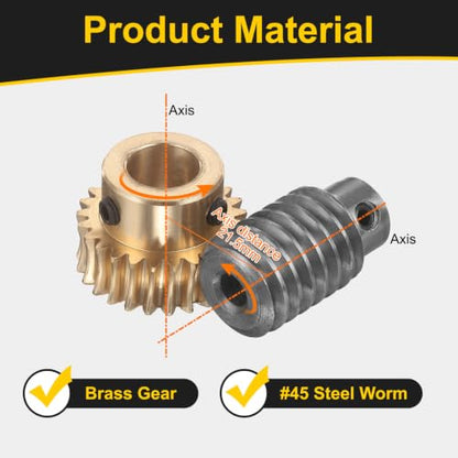 uxcell Worm Gear Set 25T 1 Module 25:1 Reduction Rate, 12mm/6mm Bore - size: 12mm/6mm Bore (1Mod 25T)