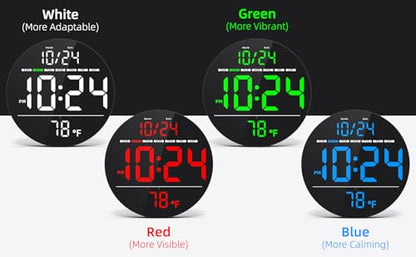 Digital Wall Clock with Large LED Display, Date, Temperature, Auto-Brightness | Small [PLUG-IN] Clock | Modern Electric Wall Clock for Bedroom, Classroom, Living Room, Home, Office, Farmhouse – Green - color: Green