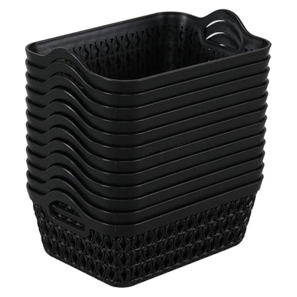 12-Pack Plastic Shallow Storage Baskets Trays, Mini Desktop Basket, Black - size: Small