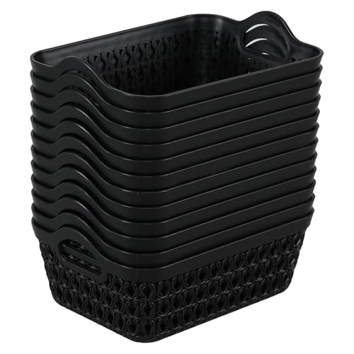 12-Pack Plastic Shallow Storage Baskets Trays, Mini Desktop Basket, Black - size: Small