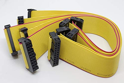 PC Accessories - Connectors Pro 20P 25cm 10 Inches Length 5-Pack Yellow Flat Ribbon Cable with 2.54mm FC 20 Pins 2x10 Female to Female Connector (20P-25cm-5PK) - size: 20P-25cm-5PK