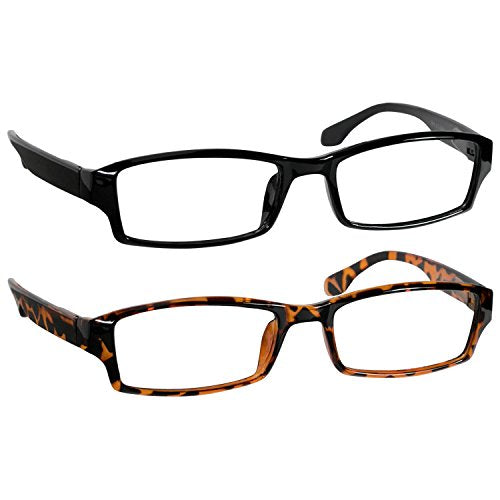 TruVision Readers OTC Reading Glasses for Men and Women, 9501HP - 2 Pack - color: 01hp-2-1 Black 1 Tort
