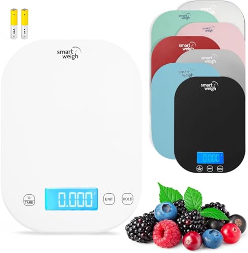 Smart Weigh White Digital Kitchen Scale, 11 lb x 1g, Baking & Meal Prep - color: White
