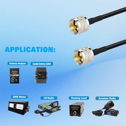 Superbat PL259 Cable UHF Male PL-259 to Male PL-259 RG58 Coax Cable 6ft - size: 6.5 ft RG58 Cable