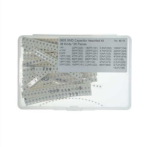 36 Values x 20 Pcs 0805 SMD MLCC Ceramic Capacitor 1pF-10uF - size: 0805
