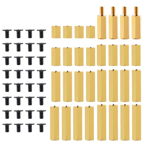 GeeekPi 64PCS Brass Spacers Standoffs Screws Assortment Kit for Raspberry Pi 5 & M.2 NVMe SSD PCIe Peripheral Board - size: 2.5mm