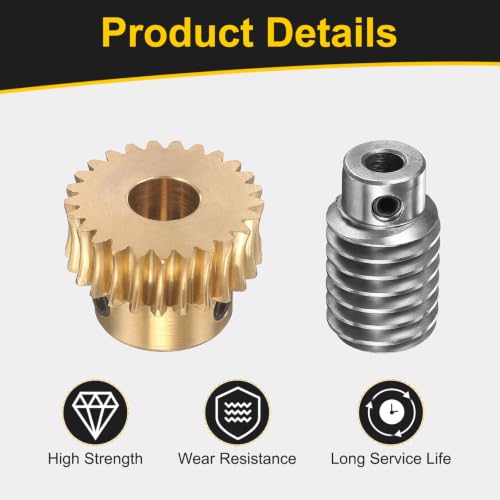 uxcell Worm Gear Set 25T 1 Module 25:1 Reduction Rate, 10mm/6mm Bore - size: 10mm/6mm Bore (1Mod 25T)