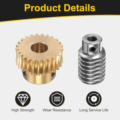 uxcell Worm Gear Set 25T 1 Module 25:1 Reduction Rate, 10mm/6mm Bore - size: 10mm/6mm Bore (1Mod 25T)