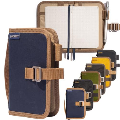 LOCHBY® Mini Field Journal | Water Resistant Waxed Canvas | Pen Loop | Included Tomoe River Notebook | Perfect for Travel, Art, Bullet Journal - color: Nautical, size: Pocket-size Hook