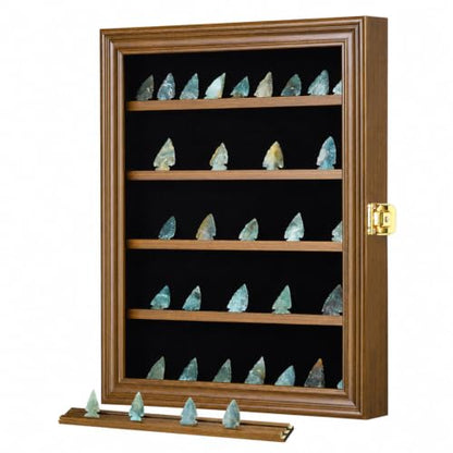 KCRasan Arrowhead Display Case Native American Arrowhead Shadow Box, Walnut - size: Small Walnut
