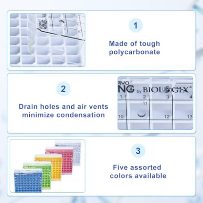 2in PC Cryo Boxes, 81-Well Tube Racks, Case of 20, White - color: White, size: 2in,81-well