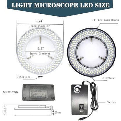 TreochtFUN Microscope Light 144 Led Ring Illuminator Beads 90V-240V - color: White