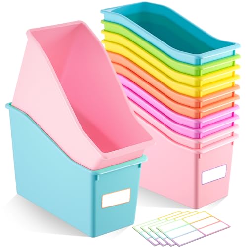 Geetery Plastic Book Bins for Classroom, 24 Pcs, Pastel Color - color: Pastel Color