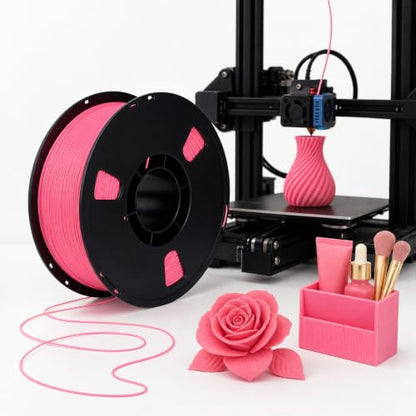 Matte PLA + 3D Printer Filament,PLA + Filament 1.75mm, Neatly Wound 3D Printing Filament 1.75mm, Dimensional Accuracy +/- 0.02 mm, Fit Most FDM 3D Printers, 1kg Spool (2.2lbs) (Rose red) - color: Rose Red