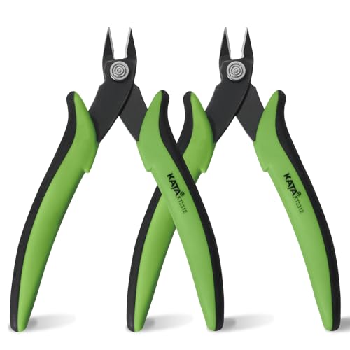 KATA Mini Flush Cutters, 5 Inch Precision Wire Cutter Plier for Zip Ties - color: 2 Pack 5" Green