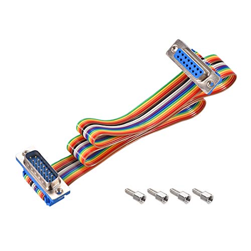 uxcell IDC Rainbow Wire Flat Ribbon Cable DB15 Male to DB15 Female 19.7"