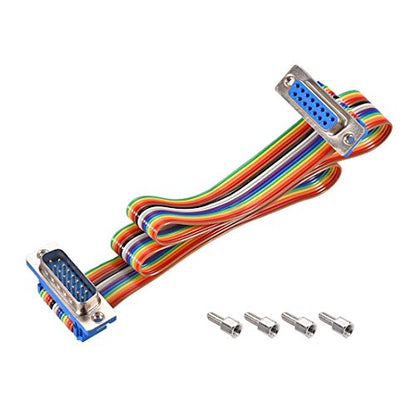 uxcell IDC Rainbow Wire Flat Ribbon Cable DB15 Male to DB15 Female 19.7"