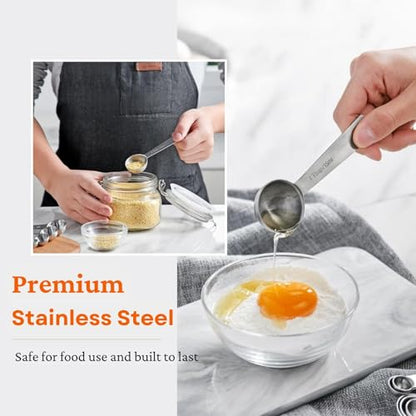 35PCS Stainless Steel Measuring Cups and Spoons Set, 7 Nesting Measuring Cups, Round & Rectangular Spoons with Clear Engraved Markings, 2-Pack Mini Spoon Sets with Leveler for Precise Cooking & Baking - size: Set of 35