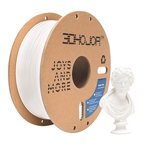 3DHoJor Matte PLA Filament 1.75mm, Upgrade 1kg Cardboard Spool PLA Filament 1.75 - PLA 3D Printing Filament, Print with Most 3D Printers Using 3D Filament(Matte White) - color: Matte-white