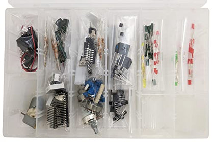 Basic Prototyping Parts Kit - Includes Resistors, Capacitors, Trimpots, Potentiometers, IC Sockets, Perf Boards, ICS, Transistors, LEDs, Switches, and More - EX ELECTRONIX EXPRESS