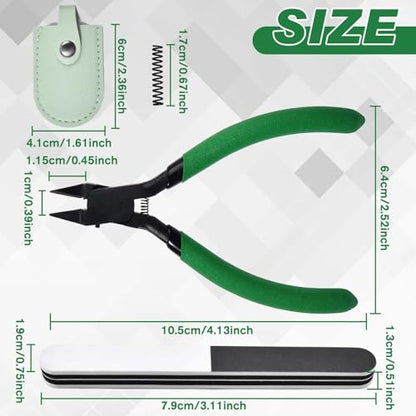 Model Nippers 4.3 Inch Cutter Making Tools Ultra-thin Single-edge Model Tools for Beginners Building Repairing and Fixing Miniature with Sanding Strip Replacement Spring and Leather Case