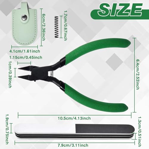 Model Nippers 4.3 Inch Cutter Making Tools Ultra-thin Single-edge Model Tools for Beginners Building Repairing and Fixing Miniature with Sanding Strip Replacement Spring and Leather Case