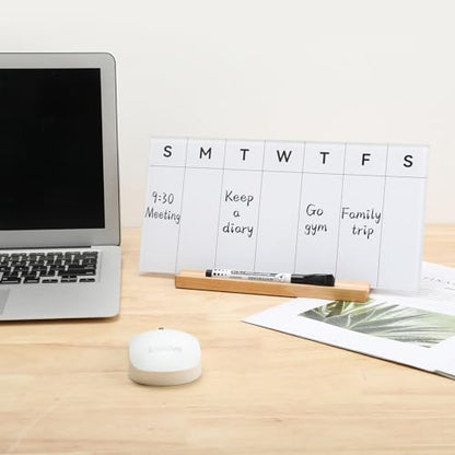 Desktop Glass Weekly Whiteboard with Detachable Wood Stand Weekly Dry Erase Board Weekly Calendar Whiteboard Weekly Planner to Do List White Board Desk Planner 11.8x5.86 for Office, Home, School - color: Beech-white-weekly Calendar Whiteboard