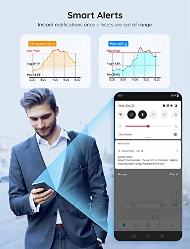 Govee Hygrometer Thermometer 3 Pack H5100, Mini Bluetooth Humidity Sensor - style: 3 Sensors