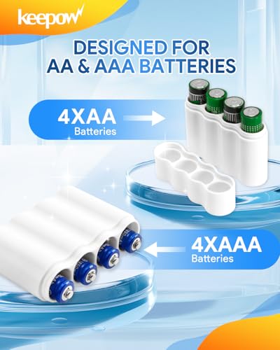 KEEPOW 2 Pcs Slimline AA Battery Storage Case Holder, White - size: 2*AA Battery Case