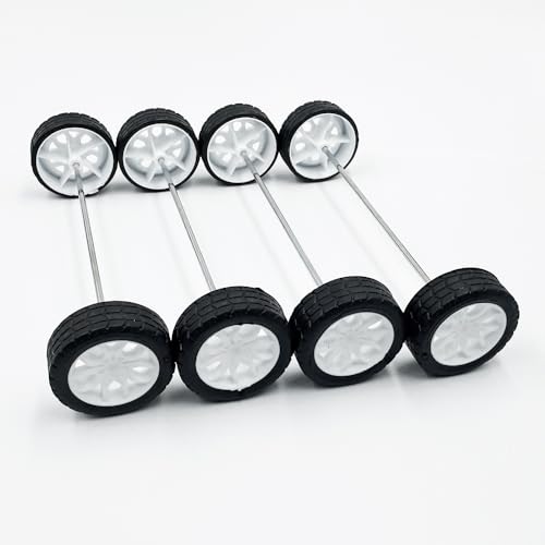 10PCS Toy Car Wheels 30mm Rubber Tire with 5PCS Shaft Round Axles for for DIY Model Toy RC Car Accessories (2X30MM) - style: 2X30MM