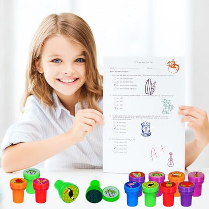 Cinrobiye 24 Pcs Hawaiian Luau Stampers for Kids, Tropical Party Favor Set, Hawaii Theme Stampers with Palm Tree Hibiscus Surf Designs, Luau Birthday Party Supplies, Classroom Rewards, Goody Bags - color: Hawaiian Luau