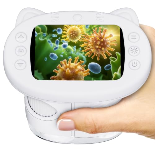 WINWEND Pocket Kids Microscope 1000X Handheld Microscope for Photo and Video Portable Science Kits STEM Toys – Christmas/Birthday Gifts for Girls & Boys Ages 3-12(White) - color: White